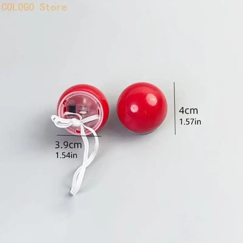 Round Red Costume Nose Set, 10 Pack LED Light Accessory with Plastic Shell for Character Makeup Looks, Theater Use, and D0LD
