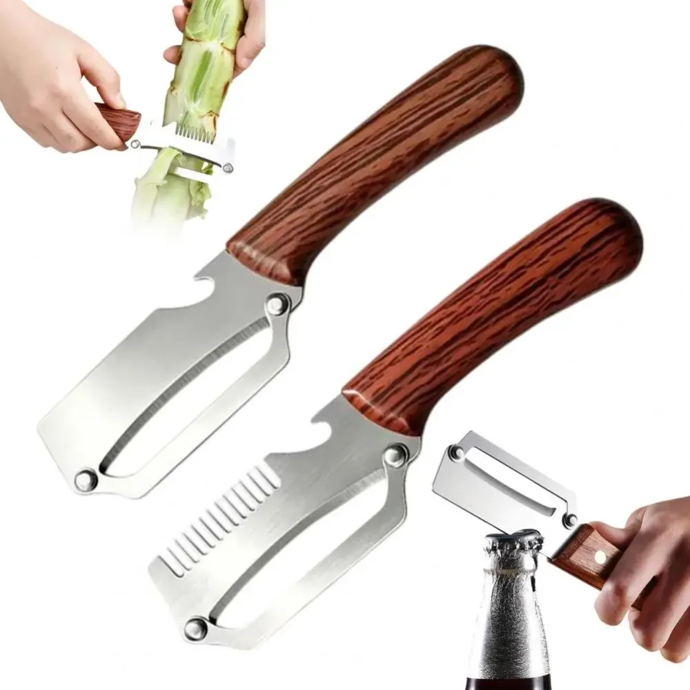 Stainless Steel Peeler with Wooden Handle for Peeling and Slicing Fruits and Vegetables and Durable and Smooth Operation Knife