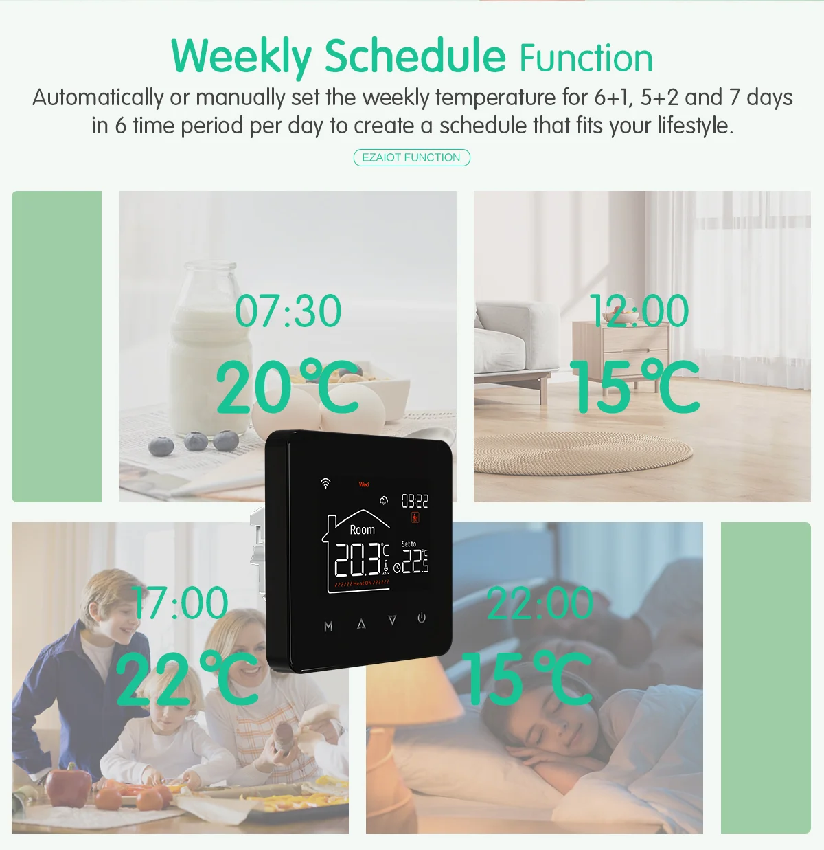 Tuya WiFi Smart Thermostat, Ferngesteuerter Temperaturregler, Sprachsteuerung für Google Home, Alexa, Alice, 16A Elektrische Fußbodenheizung, 3A Wasserheizung, Gasboiler-Thermostat – Detail 8