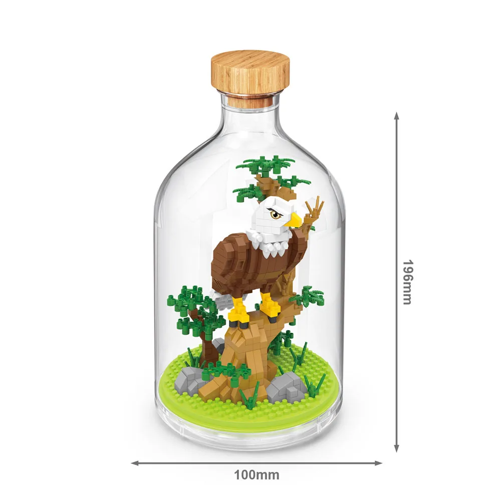 Bald Eagle Parrot Swallow Magpie Micro Diamond Block Birds In A Bottle Construction Bricks Model Educational Toys Nanobricks