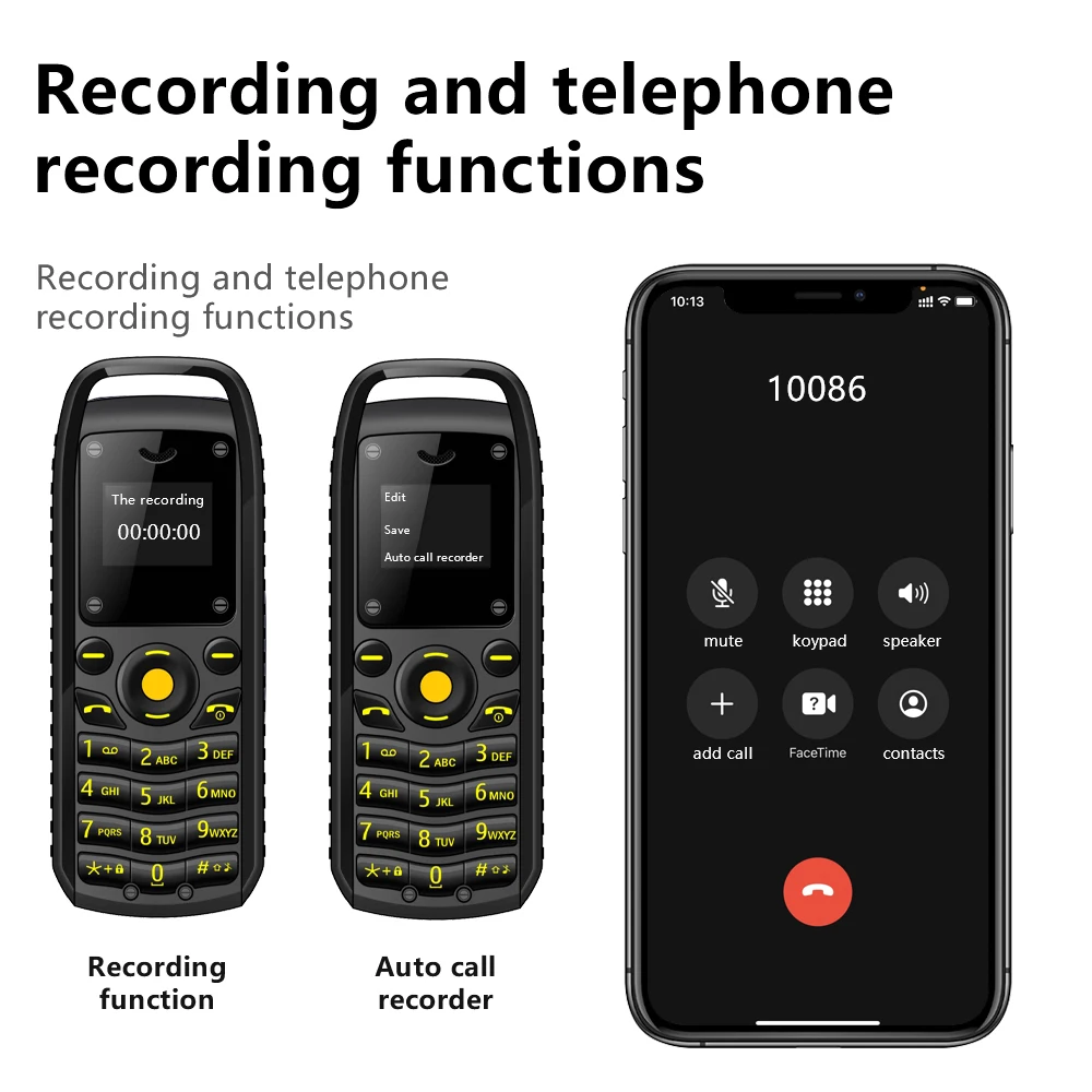 Ultra Small Spare Mobile Phone Bluetooth Dial Magic Voice Automatic Redial Blacklist Sync Music Mini Cellphones Wear Around Ears