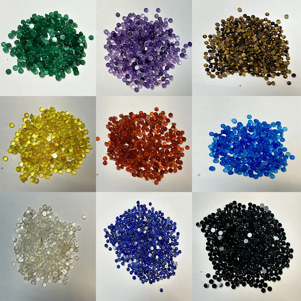 

1.5mm to 4mm Round Cabochon Natural Lapis Tiger Eye Onyx MOP Amethyst Carnelian Agate Moon Loose Gemstone
