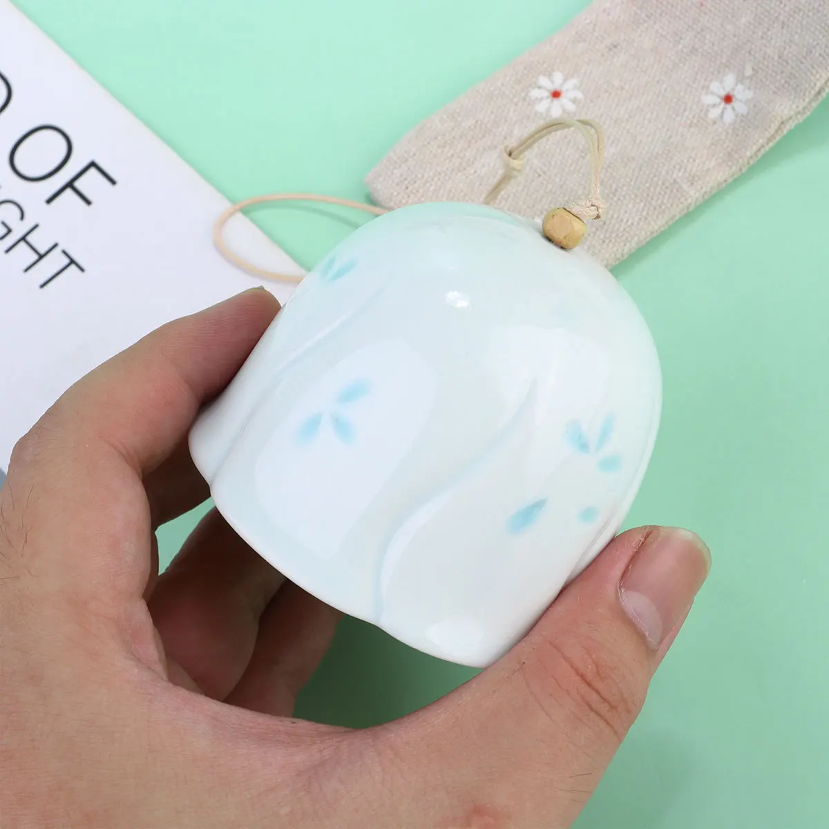 

1Pcs Japanese Style Ceramic Wind Chime Decorative Hanging Lanyard Aeolian Bell for Room Door Garden Car Window Gift