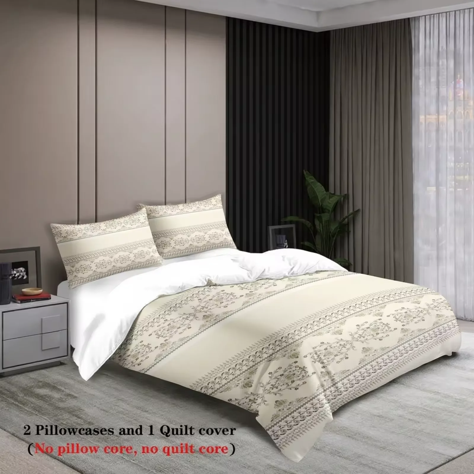 3Pcs bedding set Fresh patterns Single Twin Queen Size  With 2Pillowcases 50x75cm Single Twin Queen Size  Bedding accessories