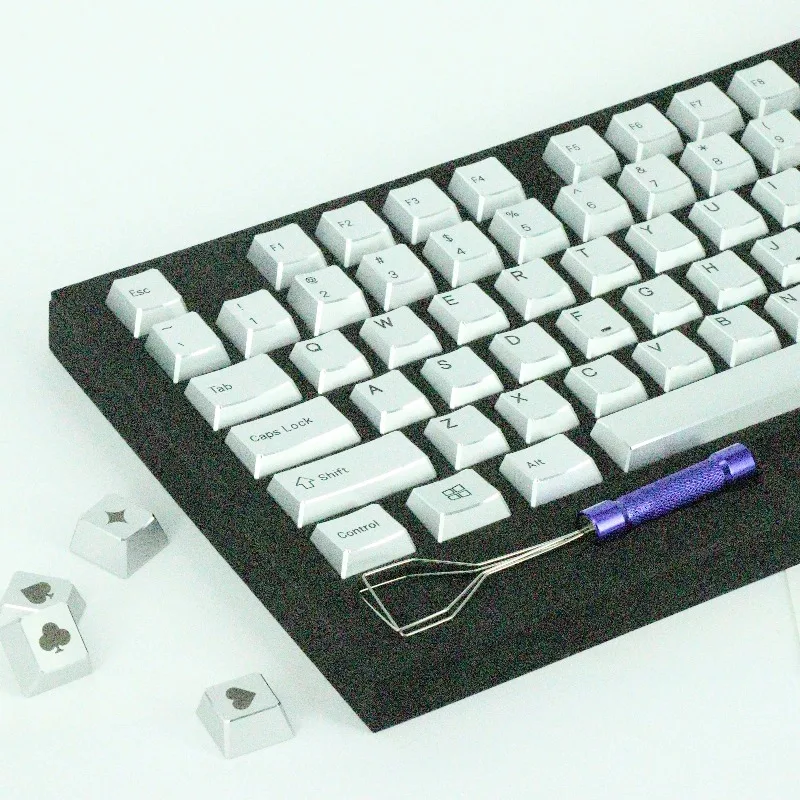 Aluminum Alloy Keycaps for 75% Mechanical Keyboard Cherry Profile High Gloss Artisan Point Metal Key Caps Black Game Accessories