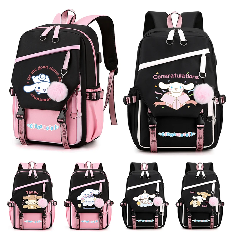 Sanrio Cinnamoroll Backpack for Women Canvas Laptop Bag Back To Schoolbag for Teenager Girl Schoolbag Women Travel Bag Mochila