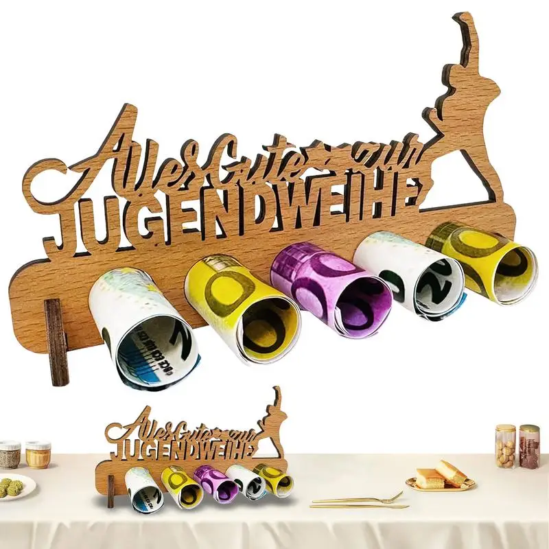 Wooden Money Holder Wooden Money Organizer Display Rack Desk Ornament For Bedroom Living Room Wooden Crafts For Birthdays