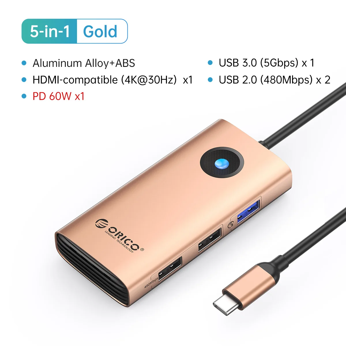 Orico Docking Station Type C Hub Naar 4k 60Hz Hdmi-Compatibele Usb 3.0 Adapter Multifunctionele Rj45 Pd 100W Voor Macbook Pro Accessoires