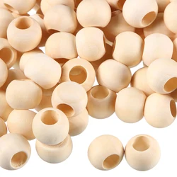 200 Pieces Natural Wood Bead 20mm Large Hole Wood Unfinished Burlywood