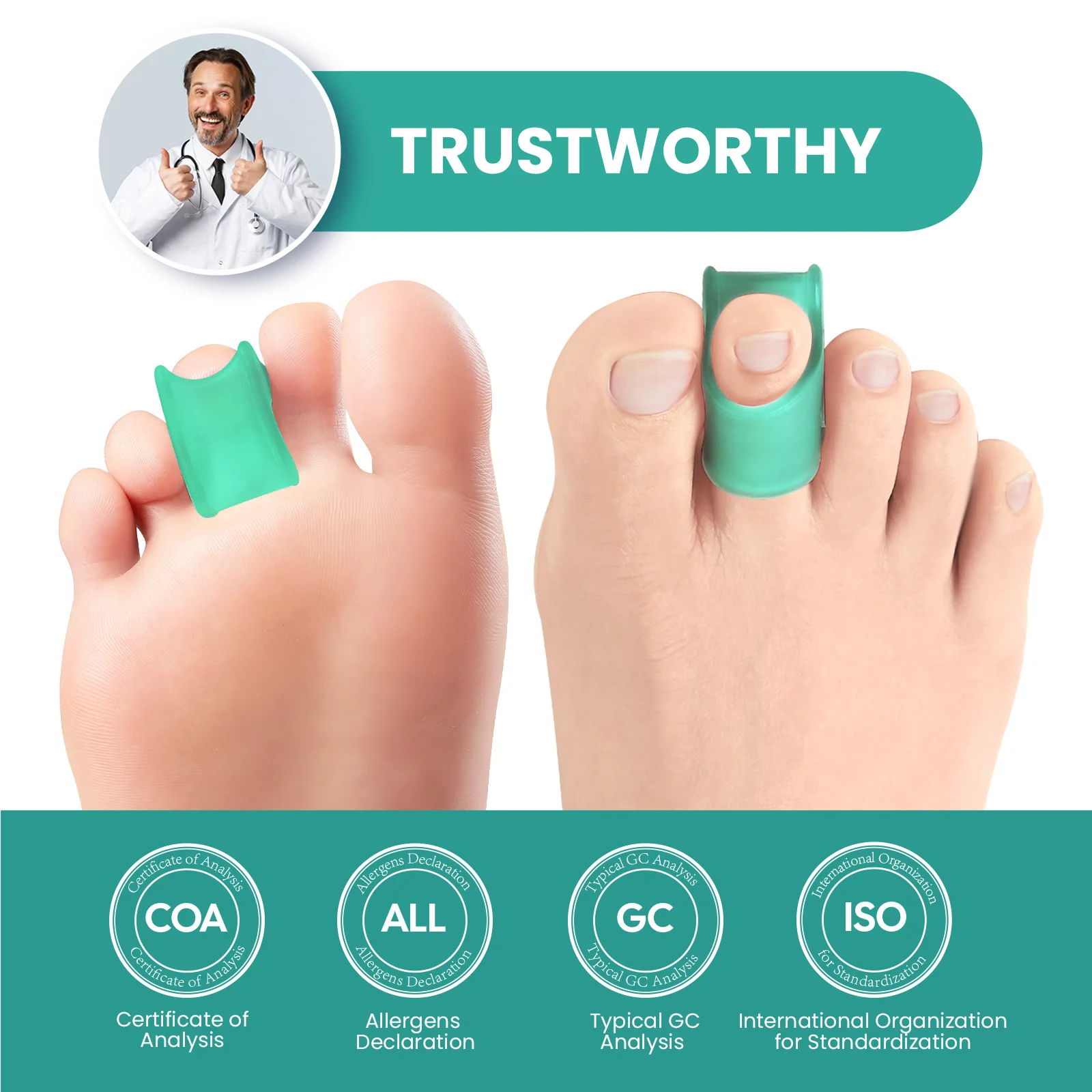 S/M/L 2Pcs Hammer Toe Straightener Gel Hammertoe Corrector for Curled Crooked Bent Claw Toes Lift Toe Tip Foot Care Toe Cushion