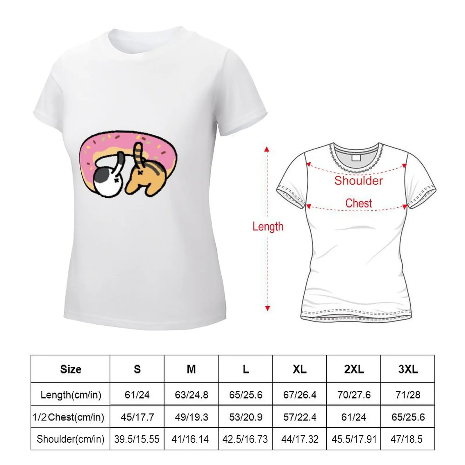 Neko Atsume - Doughnut T-shirt female aesthetic clothes Women's tops