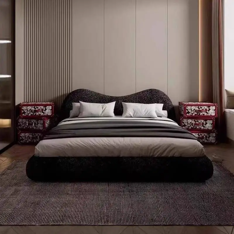 

No Noise Queen Size Luxury Bed Frame Adults Floor Couples Lounges Luxury Bed Double Modern Style Camas De Dormitorio Furniture