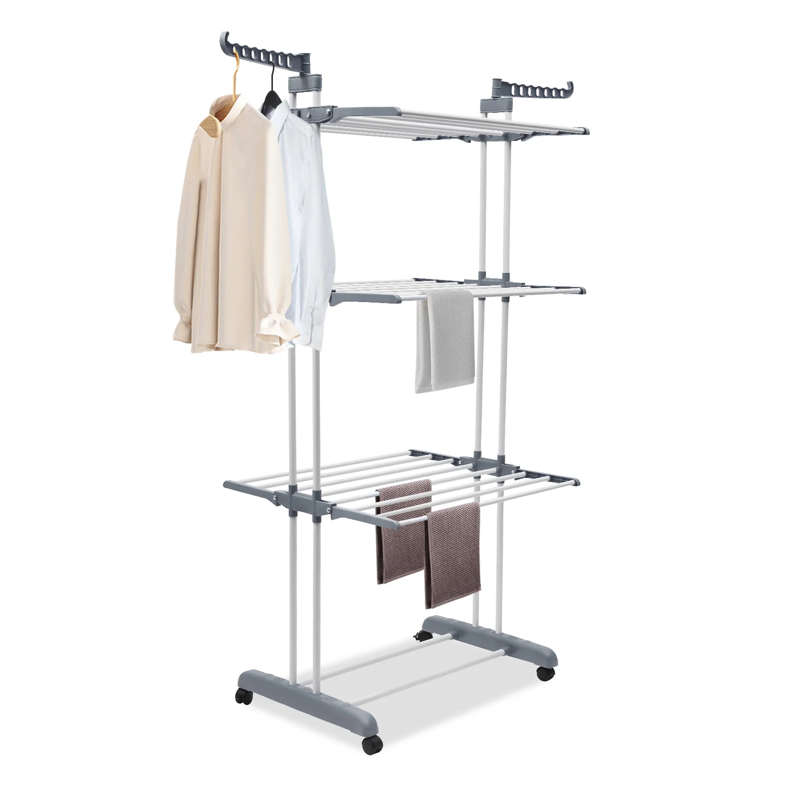 LOYALHEARTDY 4 Layers Clothes Drying Rack Folding Dryer Garment Hanger Stand Laundry Organizer Heavy Duty Clothing Hanging Shelf