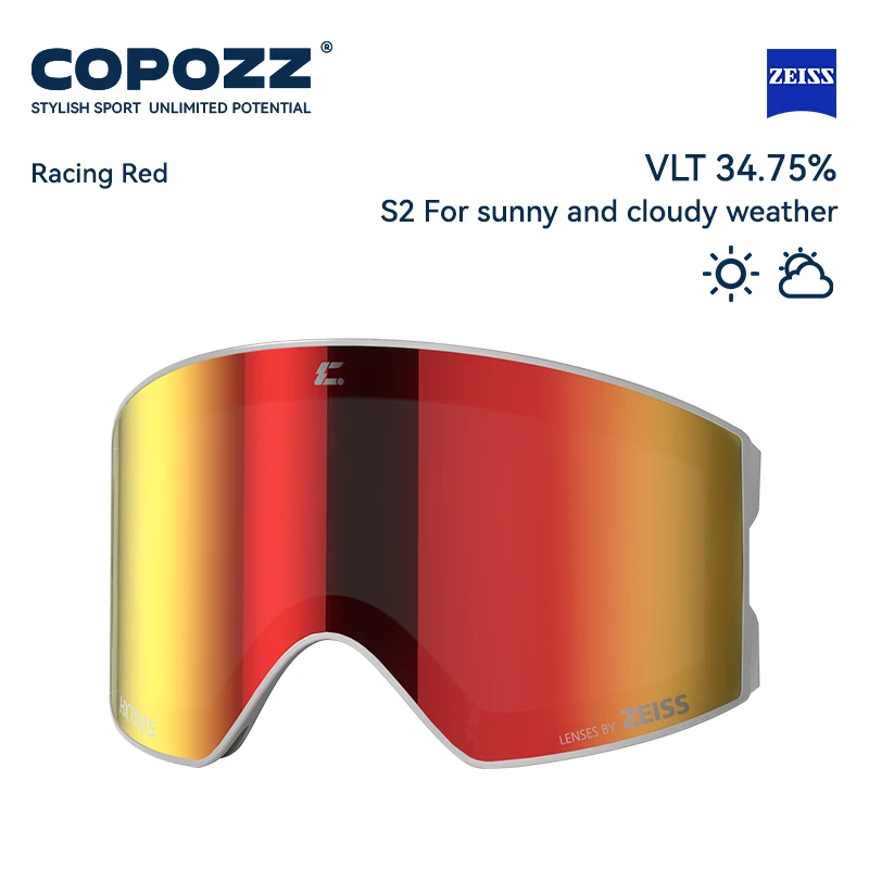 COPOZZ New Zeiss Replacement Ski Goggles Lens For Model 24100 Ski Glasses (Lense Only)