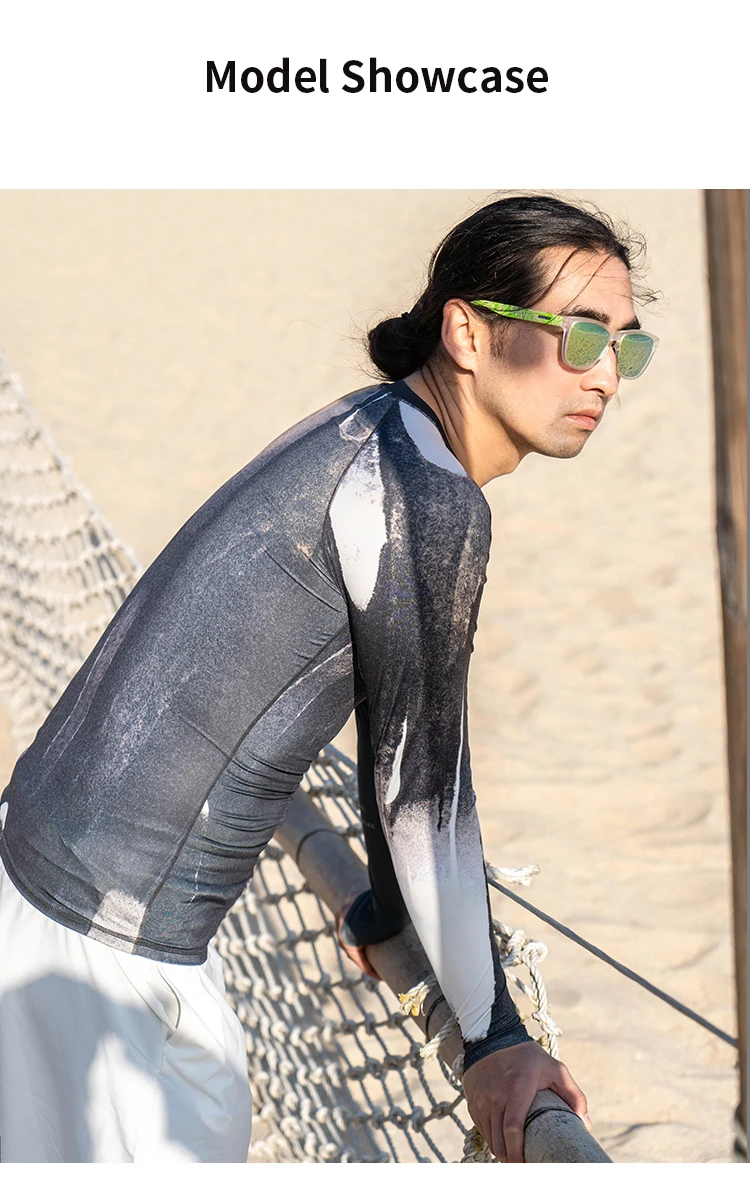 Nu-June Men Rashguard UPF50 Long Sleeve Surf Tops and Shorts Set Swimwear Three Pieces Sweatshirts Pants Beach Diving Suits
