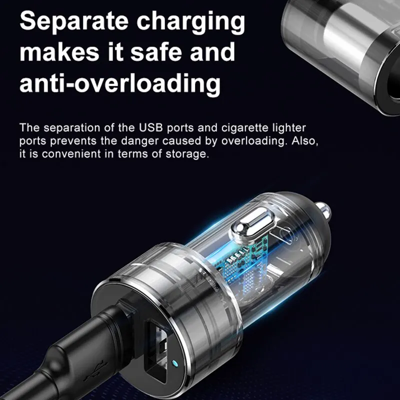 Baseus 3.1A caricabatteria da auto Dual USB 2 in 1 Splitter per accendisigari per auto adattatore di alimentazione per caricabatterie da 95W per la