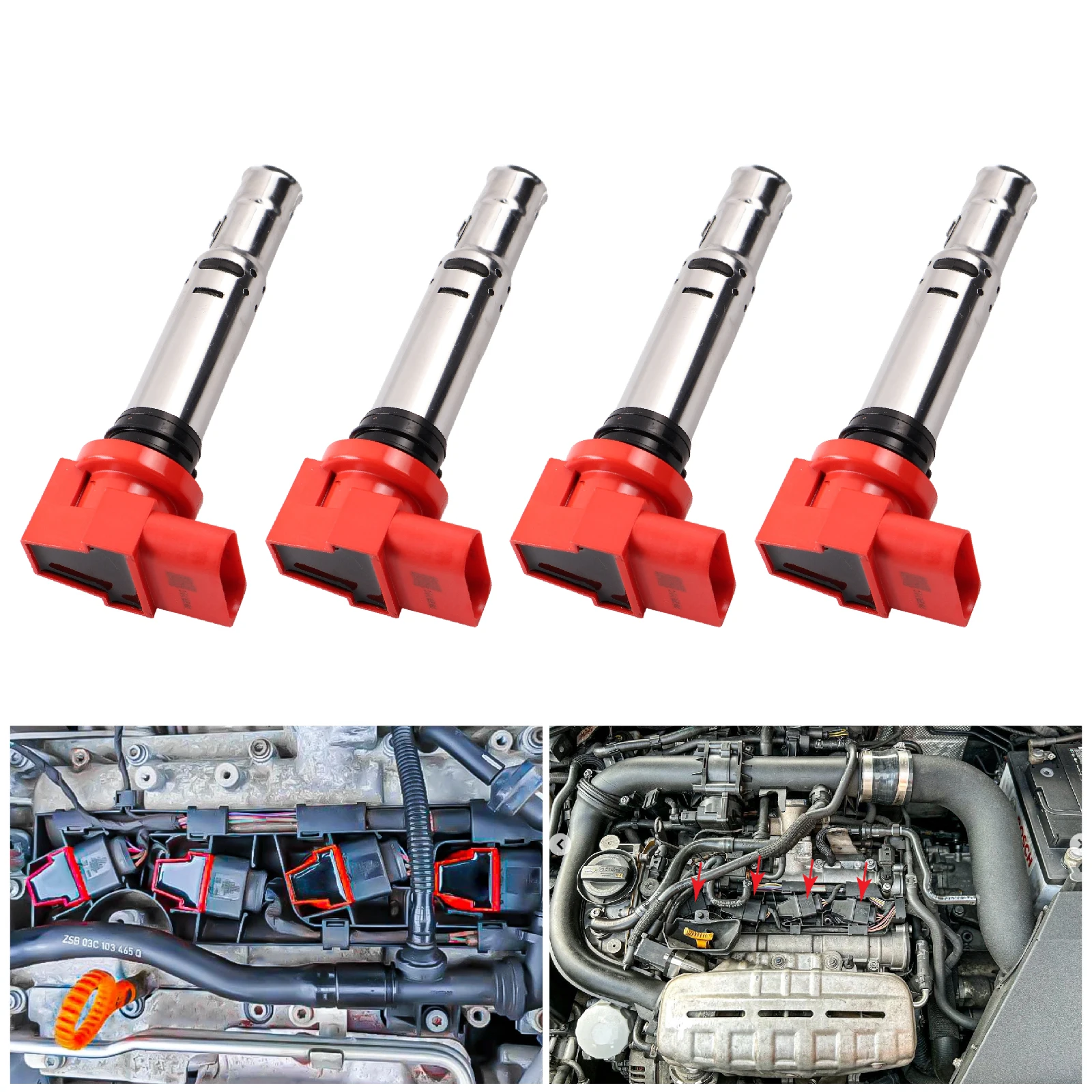4 PCS Ignition Coils Pack For AUDI  A1 A2 A3 VW Jetta Passat Tiguan  EA111 1.4 1.6 036905715C