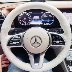 Braid Car Steering Wheel Cover Custom Genuine Leather Car Accessories For Mercedes Benz A W177 B W247 C-Class W205 CLS-Class