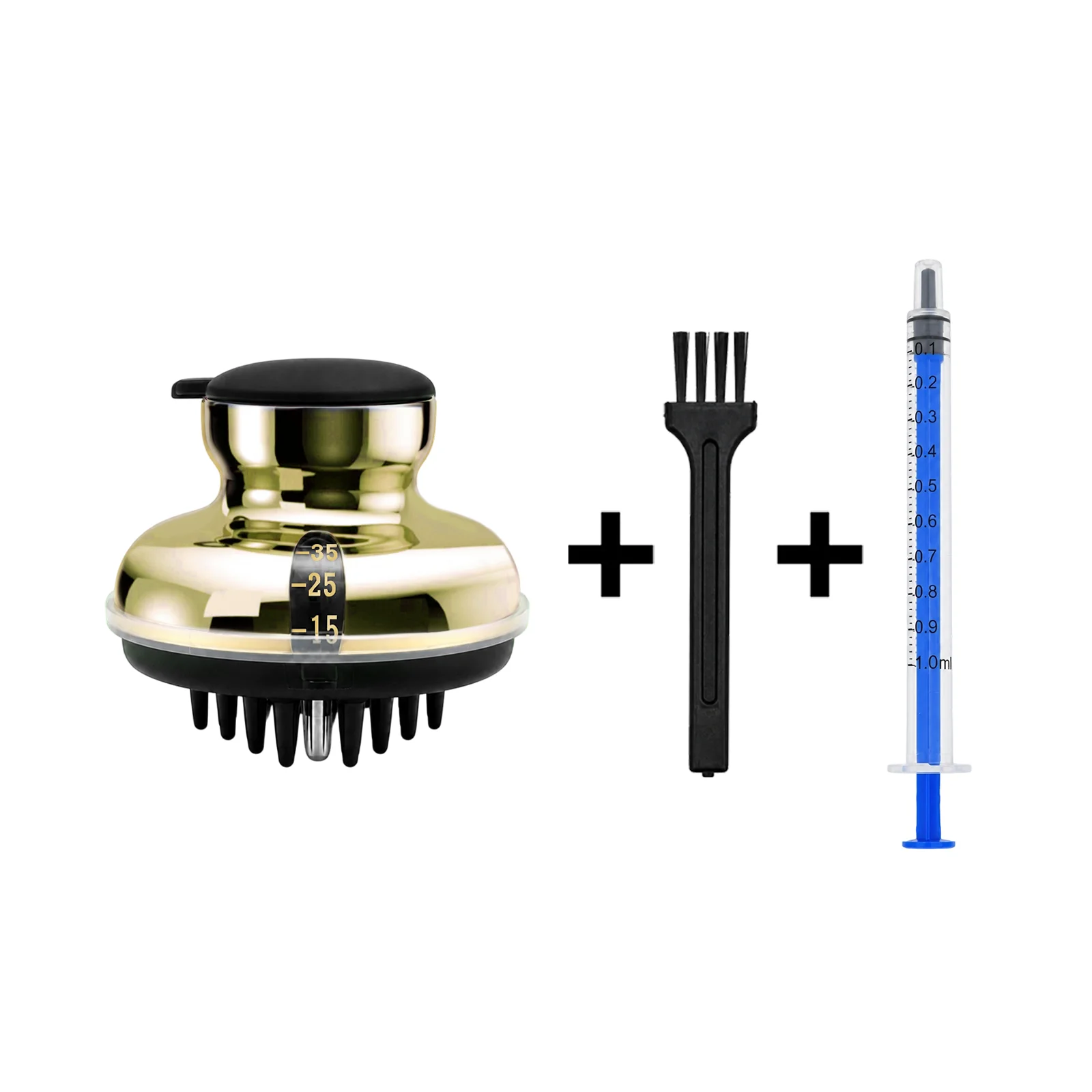 3-in-1 Scalp Applicator Comb with Roller Massage Visible 35ML Chamber Hair Serum Liquid Guide Tool with Cleaning Brush