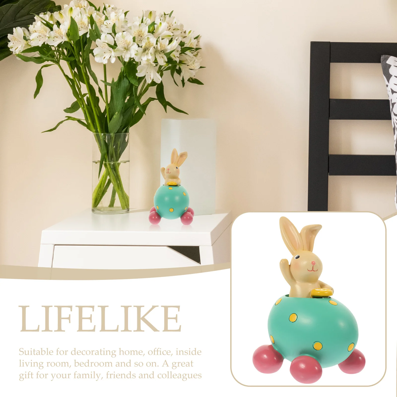 

Resin Rabbit in Egg Shape Easter Decoration Lovely Bunny Ornament Home Living Room Desktop and Holiday Decor Rabbit Figurines