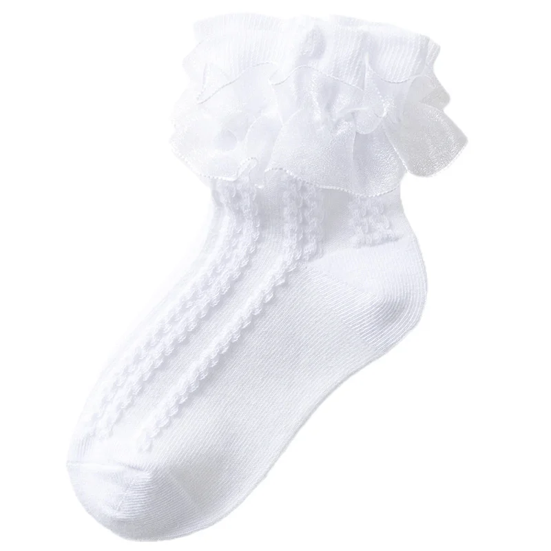 Calcetines tobilleros de algodón para niñas, medias transpirables de encaje, color blanco, verde, rosa, 8 pares por lote