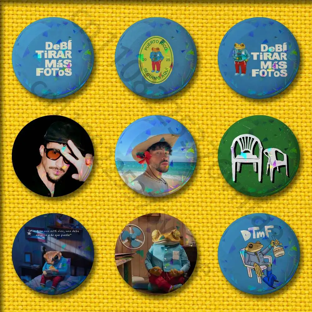 

B-Bad B-Bunny DeBi TiRAR MaS FOToS DTMF Badges 75mm 25mm 44mm 32mm 58mm Round Pin Brooch Souvenir Cosplay Gift Accessories