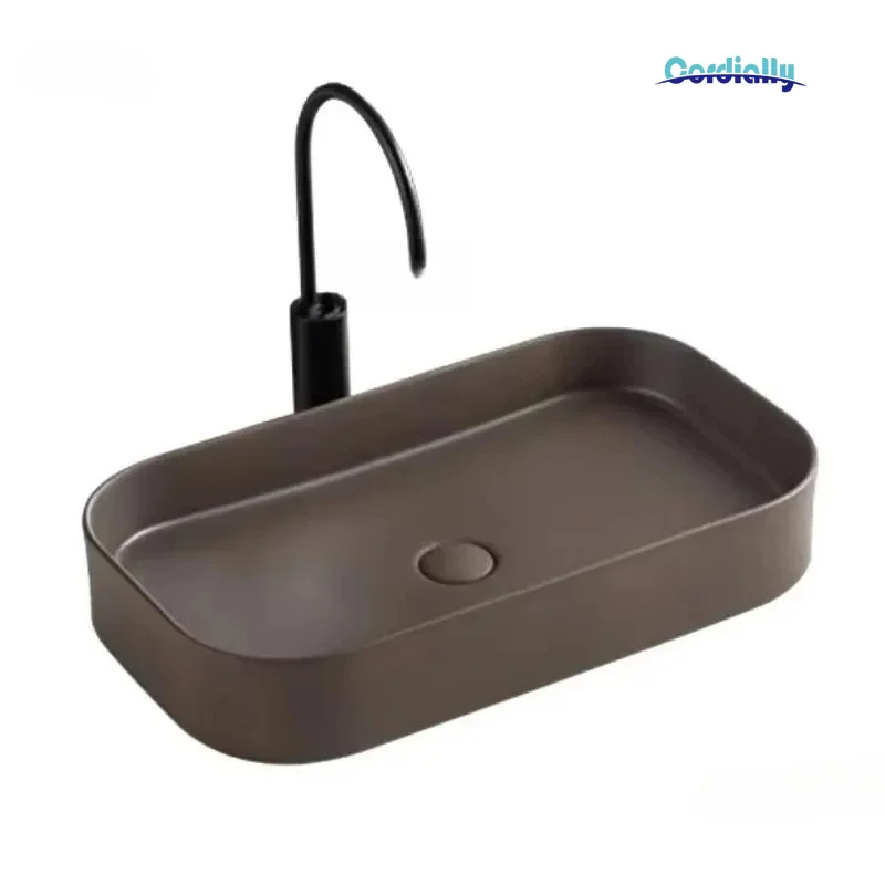 Personalized Above Counter Ceramic Basin Square Bathroom Sink Vessel Home Balcony Fixture