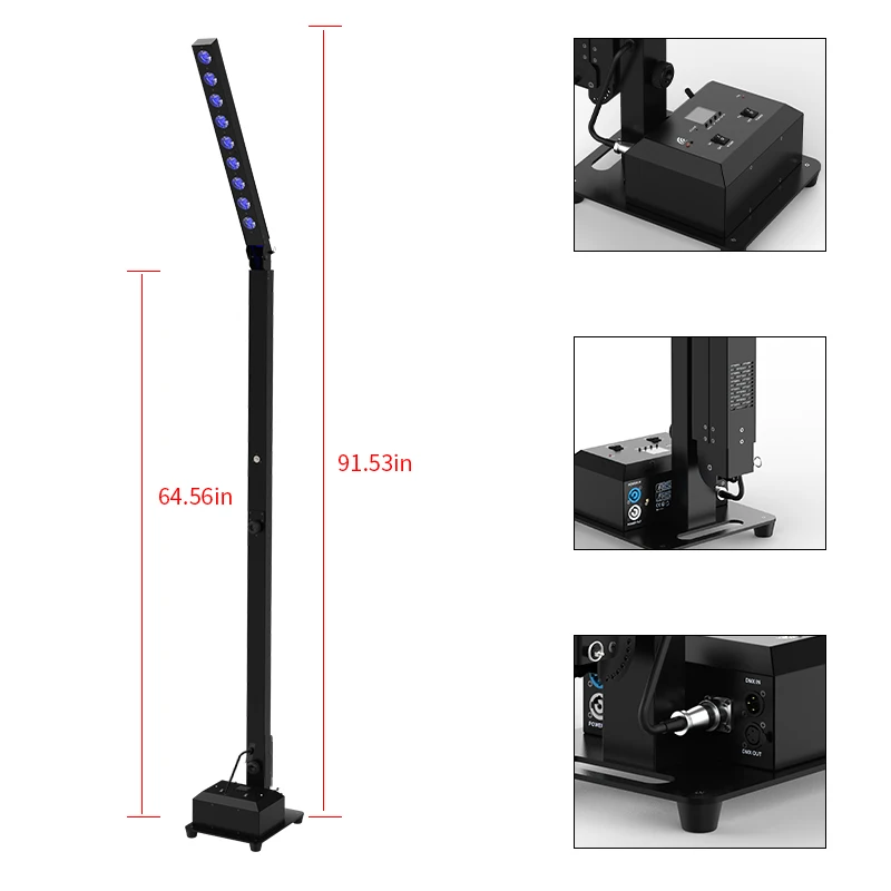 Stage Light LED Battery Mast Stage Light 9*10W Wireless DMX Remote Wifi Packaging in Flight case for Parties Wedding Exhibition