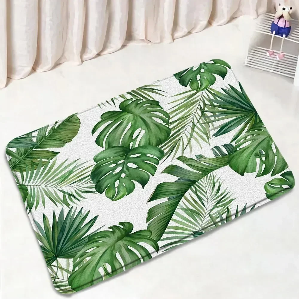 Fresh Leaves Pattern Style Bathroom Non-silp Door Mat Suitable for Living Room Entrance Decorations Accessories Pad Bedroom Rugs