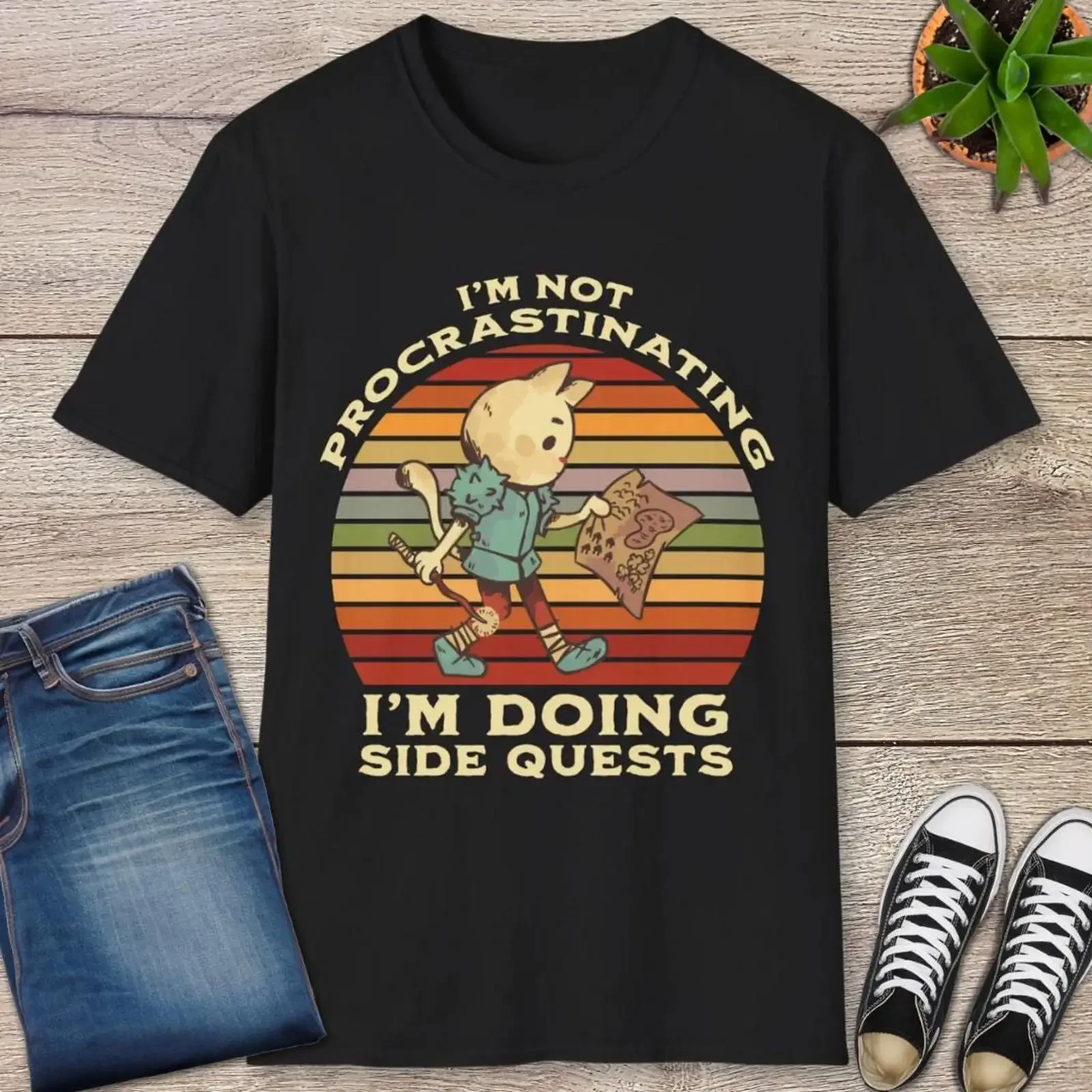 Funny DnD Gamer T Shirt I amp 39 m Doing Side Quests RPG vintage Washed Stylish Slightly Stretched graphic Breathable