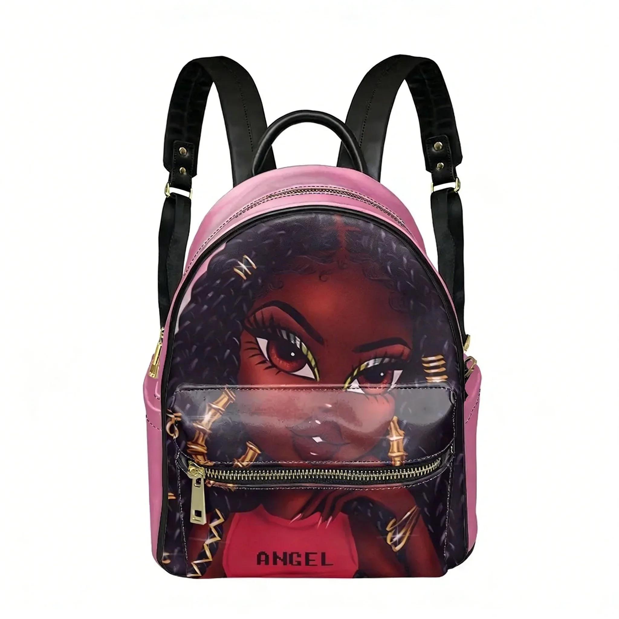 

Princess African Cute Girl Backpack Womens Men Personalized Double Shoulder Bag Business Travel Bookbag Rucksack Gift Daypack