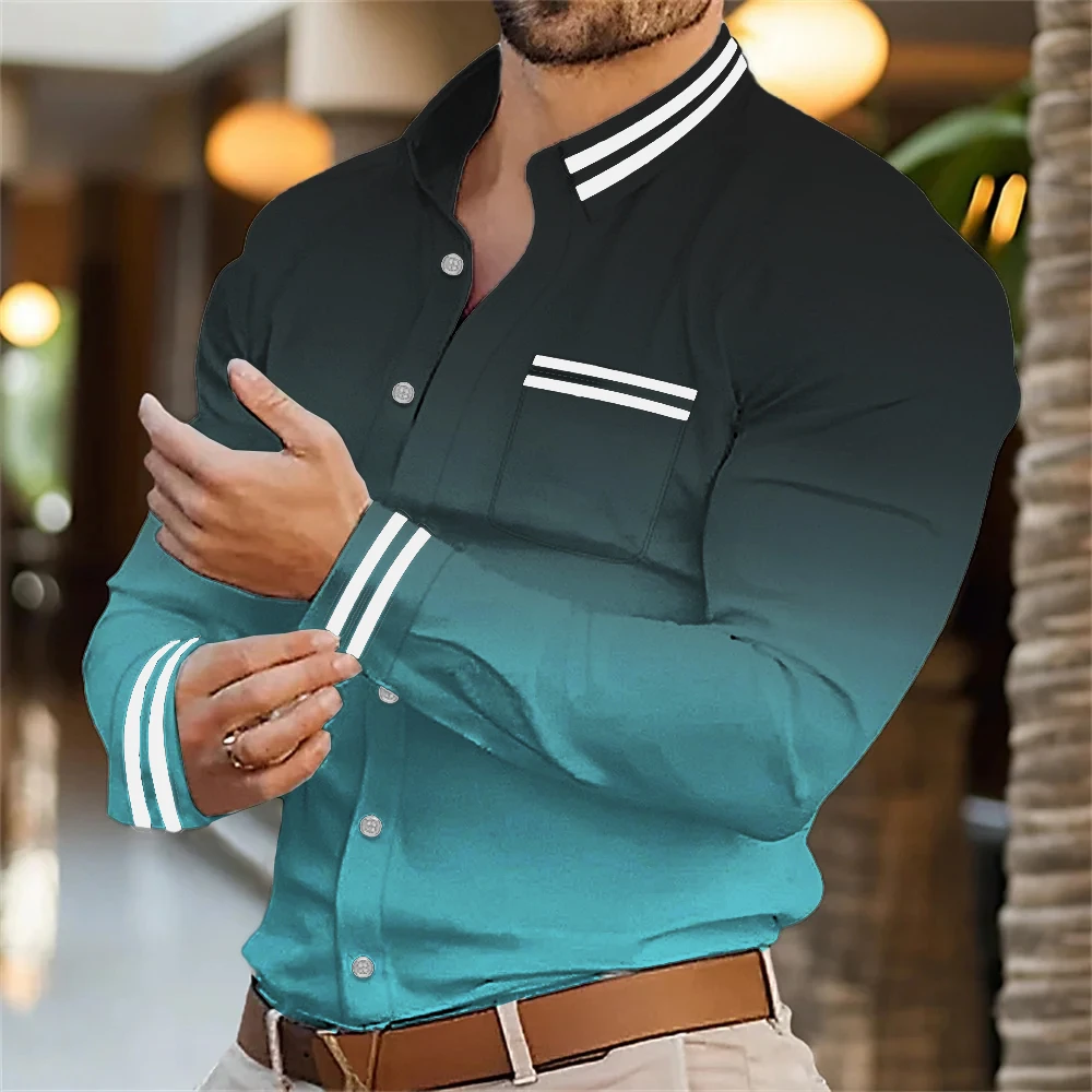 Men's long-sleeved shirt formal shirt business casual new 20 colors gradual change fashion high quality men large size top