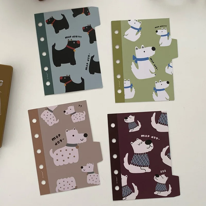 Kawaii Bookmark Index Pages For A7/M5 Books Cute Retro Animals Index Seperator Loose Leaf Notebook Sides Dividers Stationary