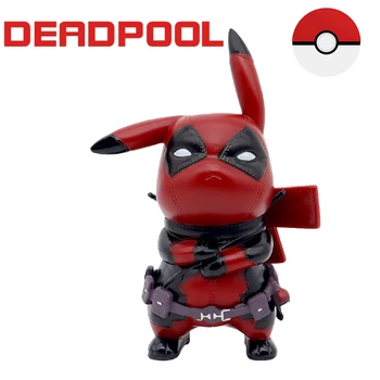 12 センチメートルかわいいピカチュウ Cos デッドプールアニメキャラクター q バージョンの漫画アニメーション潮プレイフィギュアデスクトップ車の装飾ポケモン