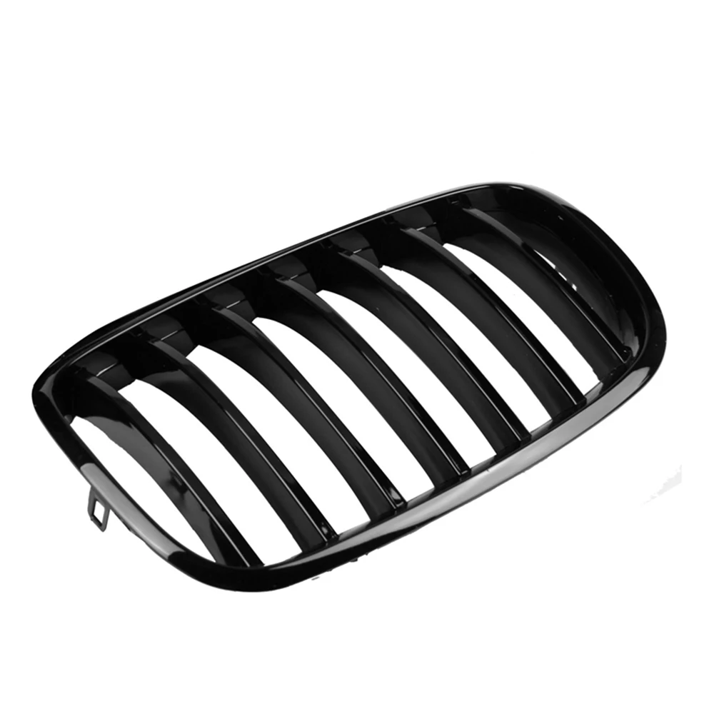 2 Stück glänzend schwarze vordere Nieren-Einzellatten-Renngrill für BMW X5 E70 X6 E71 2007 2008 2009 2010 2011 2012 2013 2014 – Detail 9