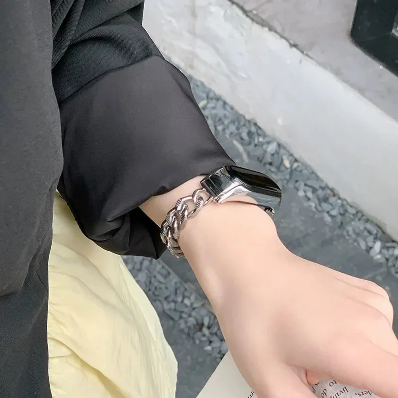 Fashion Slim metal strap for xiaomi band 7 6 5 Stainless steel wrist strap Women Bracelet for Mi band 5 6 strap NFC Chain watch