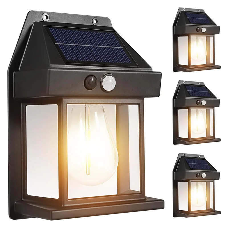 

Solar Wall Lights Outdoor Tungsten Waterproof Wireless Motion Sensor Security Lamps Dusk to Dawn Lighting for Garden 1PCS NEW