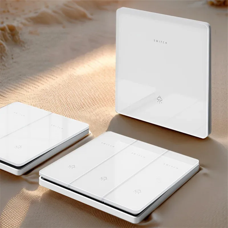 

Luxury white tempered glass wall lamp switch 2way button UK plug 13A universal wall socket, EU computer TV socket AC110V ~ 250V