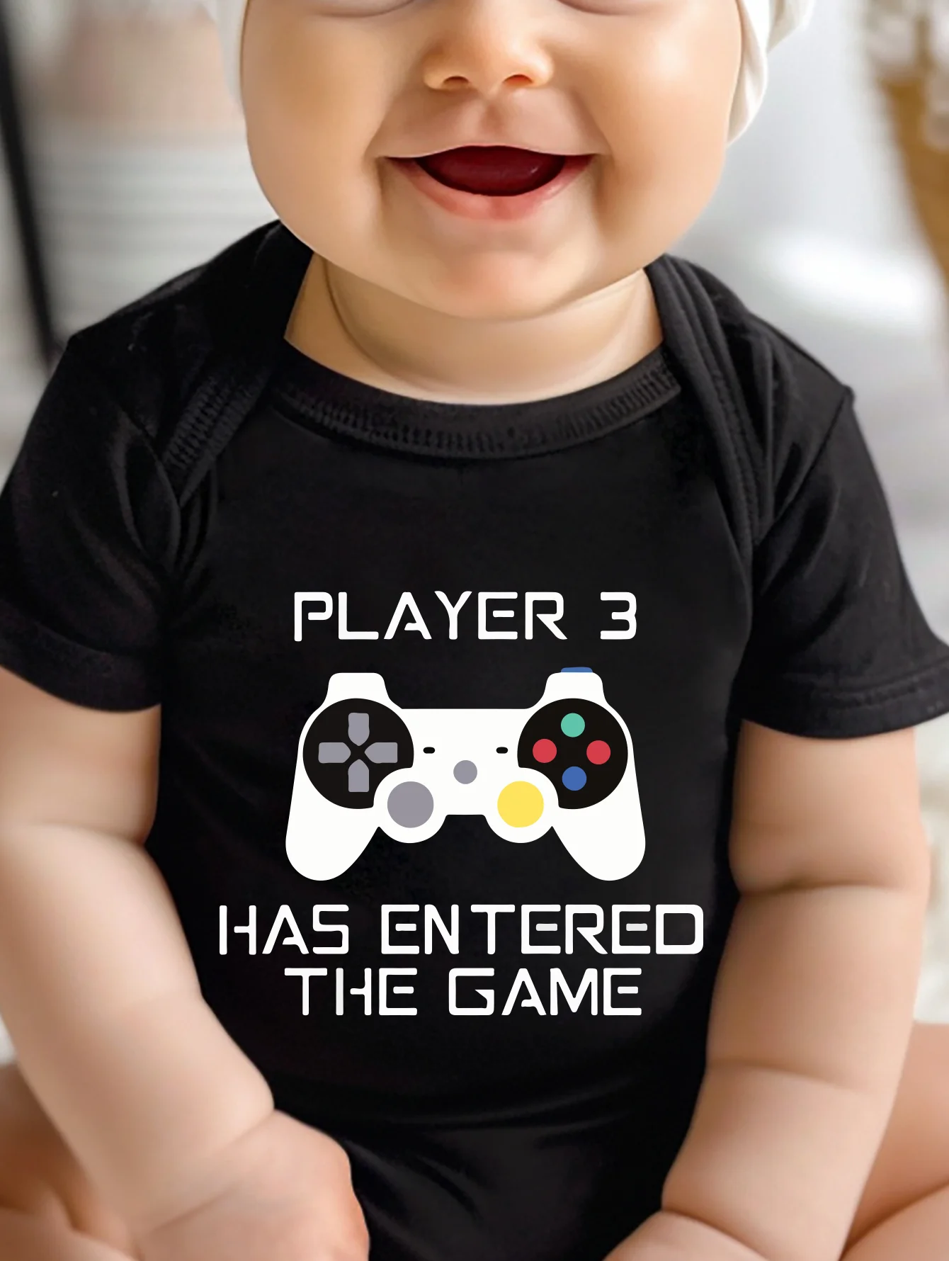 Player 3 Has Entered The Game Printing Newborn Baby Boy Girl Short Sleeve Toddler Rompers Bodysuit Cool Infant Jumpsuit Fashion