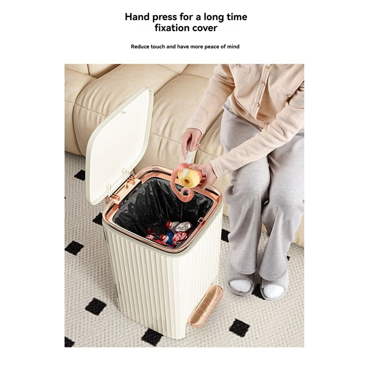ABXHH Гостиная Спальня Ванная комната Водонепроницаемый мусорный бак с ножной педалью Мусорный бак большой емкости Бытовой кухонный светильник B