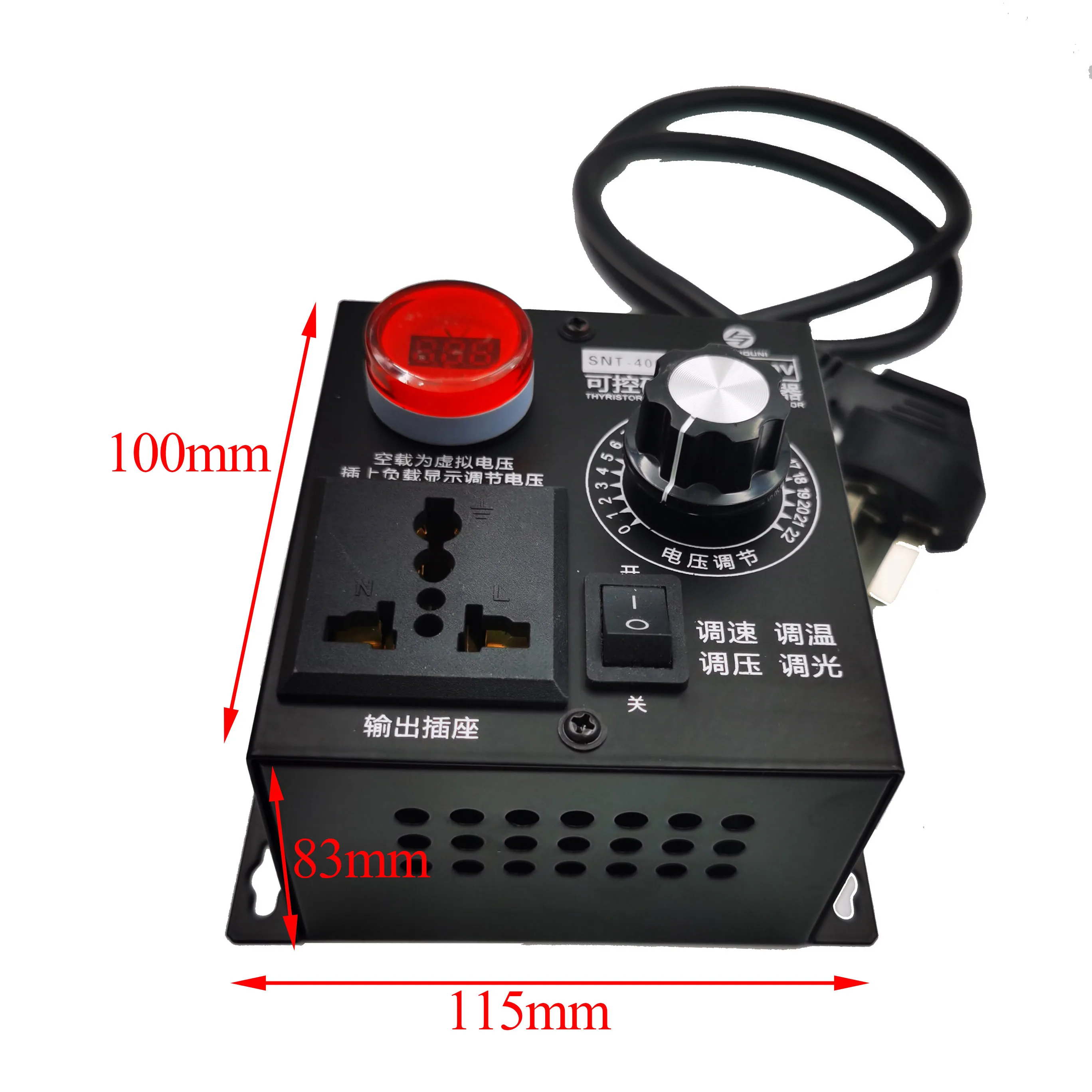 Imagem -04 - Controlador de Tensão Variável Compacto da C.a. 220v 4000w Regulador de Tensão Ajustável do Dimmer do Regulador de Tensão da Temperatura da Velocidade