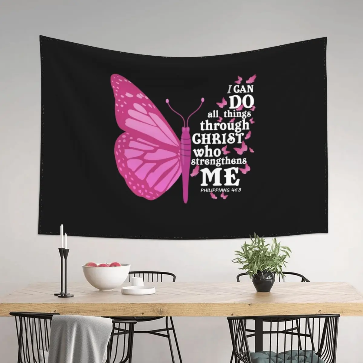 

Philippians 4:13 Butterfly Wings I Can Do All Things Trough Christ Who Strengthens Me Jesus Inspiring Bible verse for w Tapestry