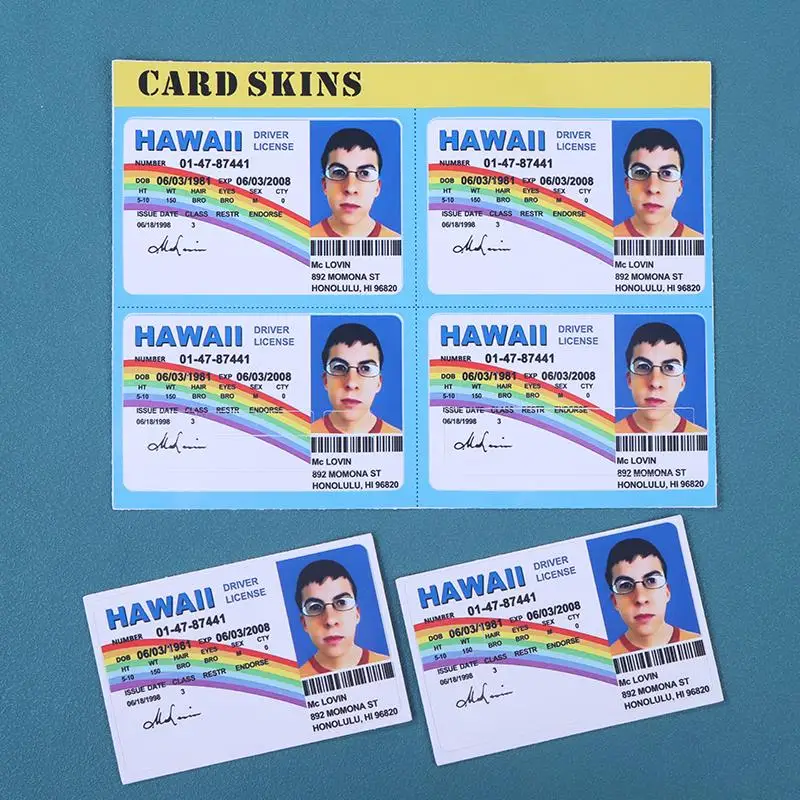 1/4PCS Mclovin Decorative Card Stickers for Credit Card, Driver's License, Water-resistant Bus Pass