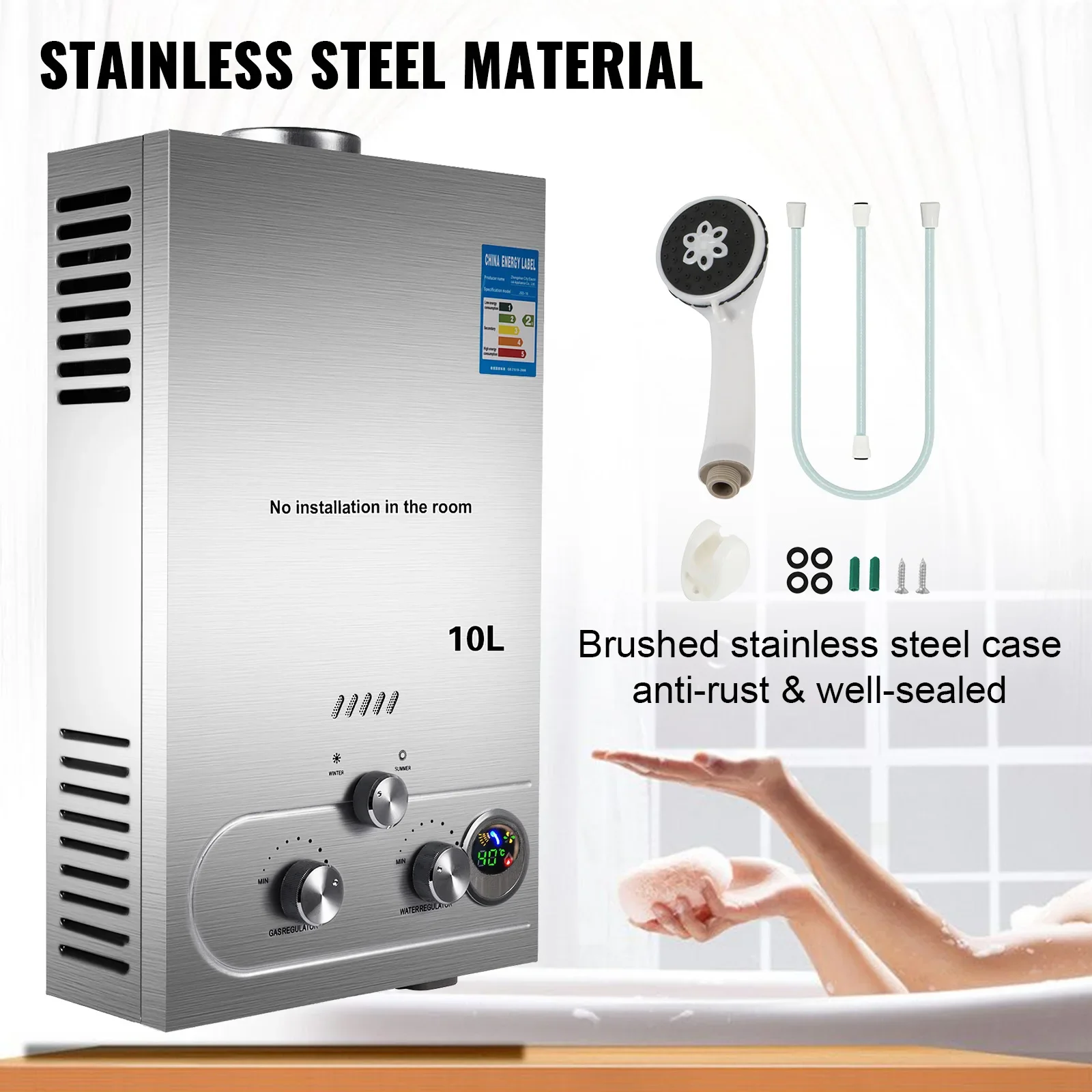 SIHAO Gas LPG Water Heater 6L 8L 10L 16L 18L Propane  Portable Instand LPG Wall-Mounted Tankless Water Heater Digital Display - view 5