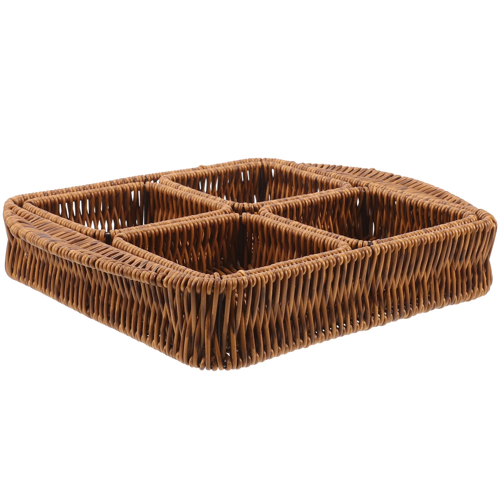 

1 set 1 Set Woven Storage Baskets Snack Dried Fruit Food Basket Set With Compartments Sturdy Rustic Style Home Living Room Use