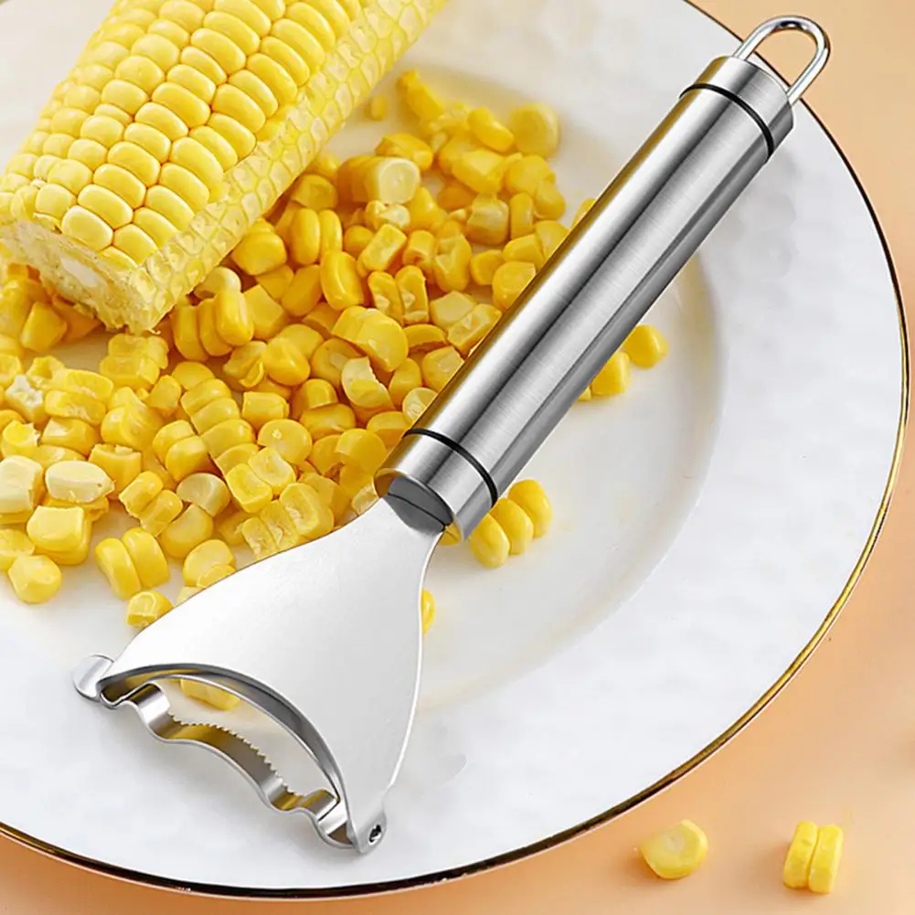 User-friendly Corn Peeler Efficient Corn Shucker Stainless Steel Corn Cob Peeler Long Handle Stripper Set Easy-to-use for Home