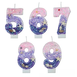 New original three color gradual change mermaid birthday cake digital candle decoration