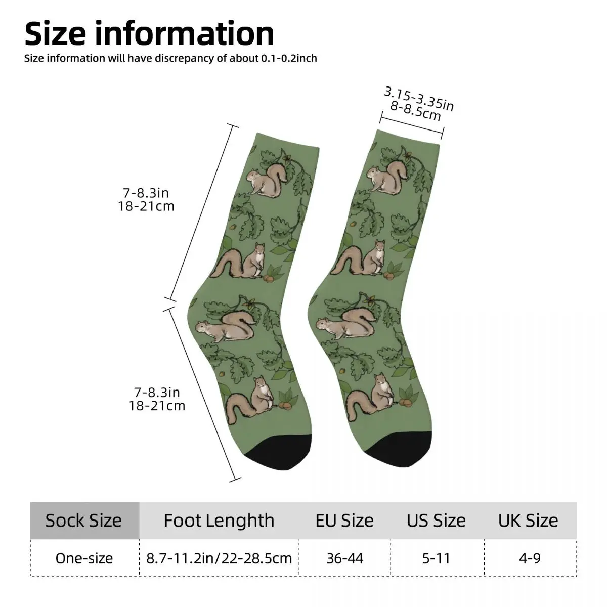 Skarpety męskie Vera's Squirrels Retro Harajuku Street Style Novelty Pattern Crew Sock