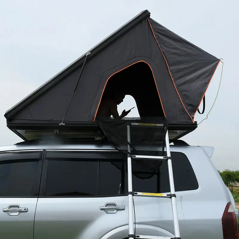 

Double Layer Waterproof Hard Shell Aluminum Car Rooftop Tent with Ox Fabric Overland Triangle Top Camping Awning