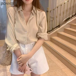 Long Sleeve Apricot Shirt Women Рубашка Женская Spring All-match Simple Basic Korean Fashion New Design Cozy Casual Ins Hot Sale